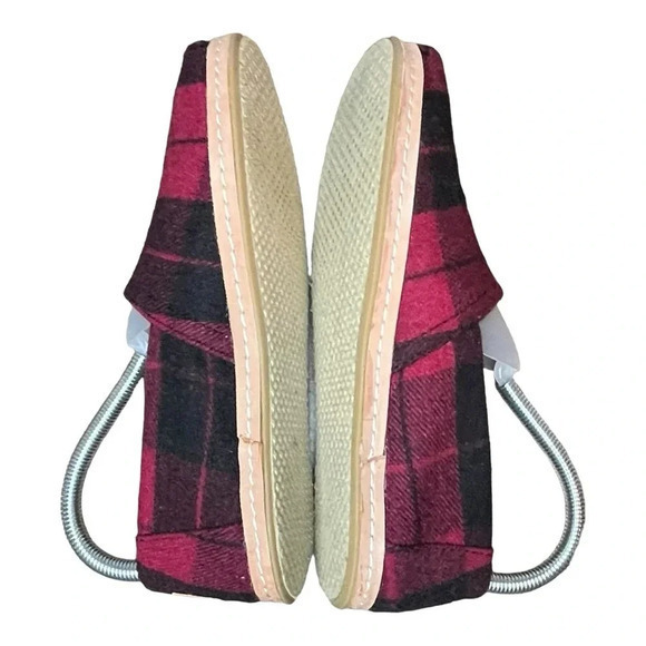 TOMS‎ RED PLAID FELT ON LEATHER ALPARGATA FLAT SLIP-ON SHOES WOMEN'S SIZE 6 - Picture 7 of 11